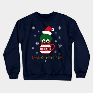 Merry Cactus - Cactus With A Santa Hat In A Christmas Mug Crewneck Sweatshirt